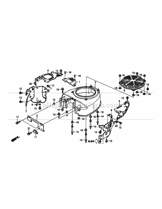 Gxv670 Fan Cover (Taf2) Diagram and Parts List for M54-HN 53BB5ETW750-24-HP Cub Cadet Lawn Tractor
